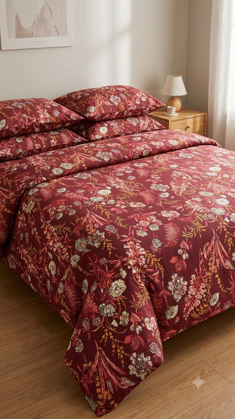 King Size Bedsheet Set with Two Pillow Covers.