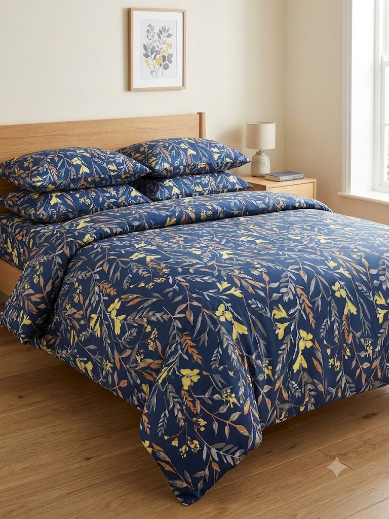 King Size Bedsheet Set with Two Pillow Covers.
